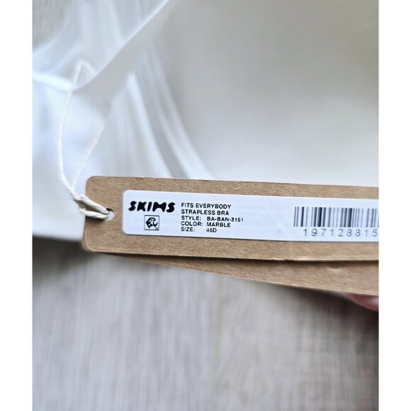 Skims Fits Everybody White Marble Underwire Lined Strapless Convertible Bra 46D - Picture 10 of 11